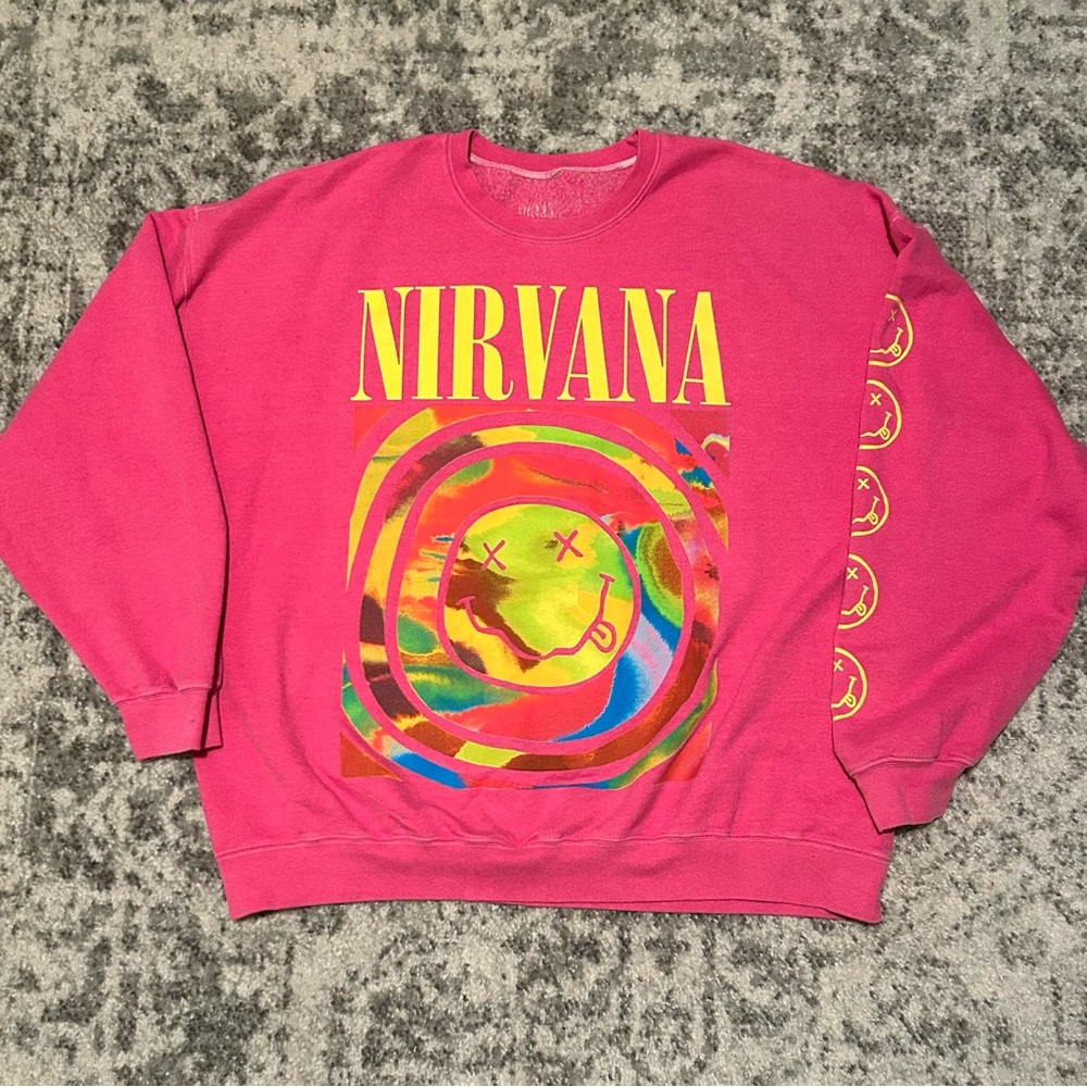 NIRVANA Pink Smiley Sweatshirt
